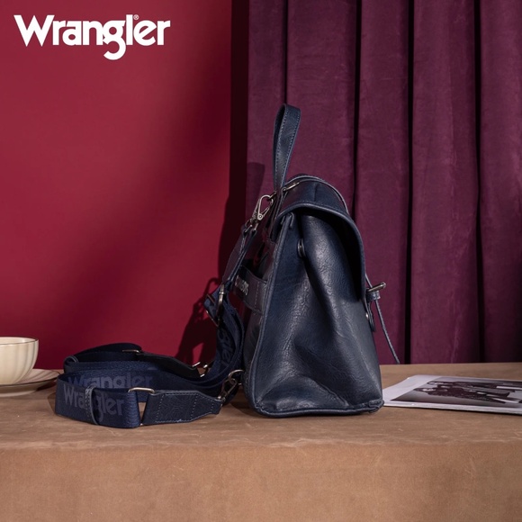 Wrangler Top Handle Carry Satchel/Laptop Bag/Backpack/Crossbody Navy Blue main image 9